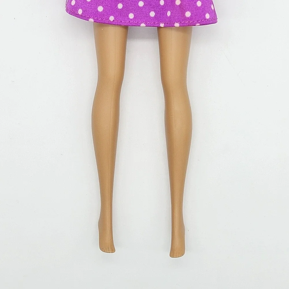 Barbie Doll African American Dark Hair Brown Eyes Purple Polka Dot Dress Mattel